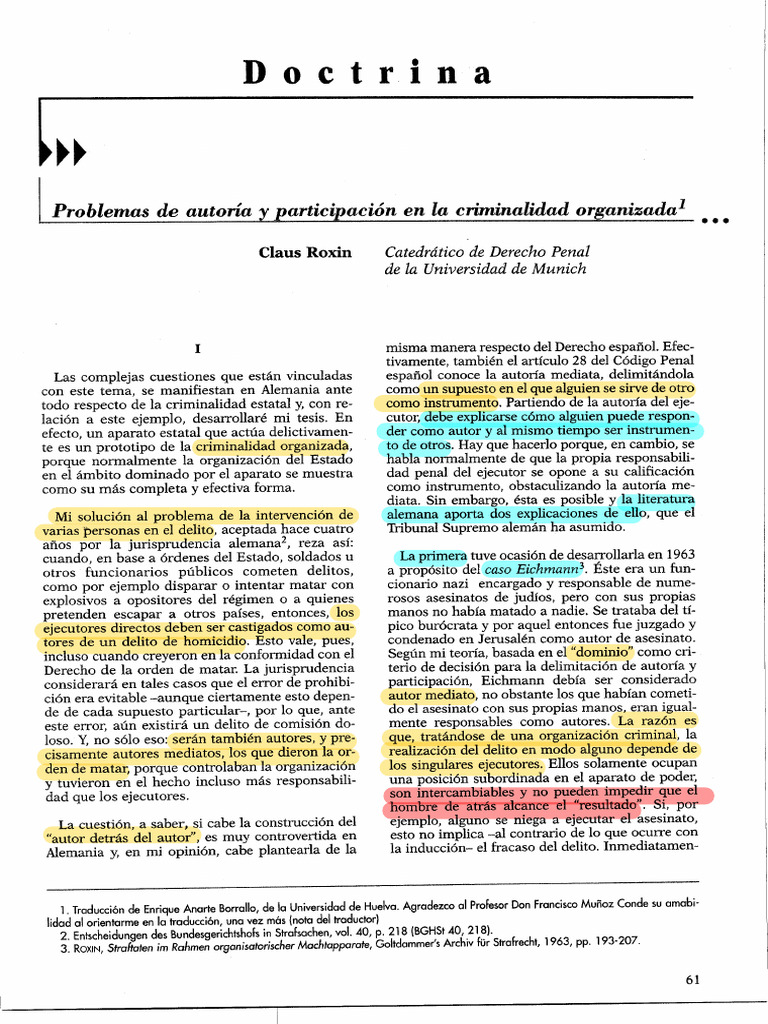 ROXIN, CLAUS - Problemas de Autoria y Participacion en La Criminalidad ...