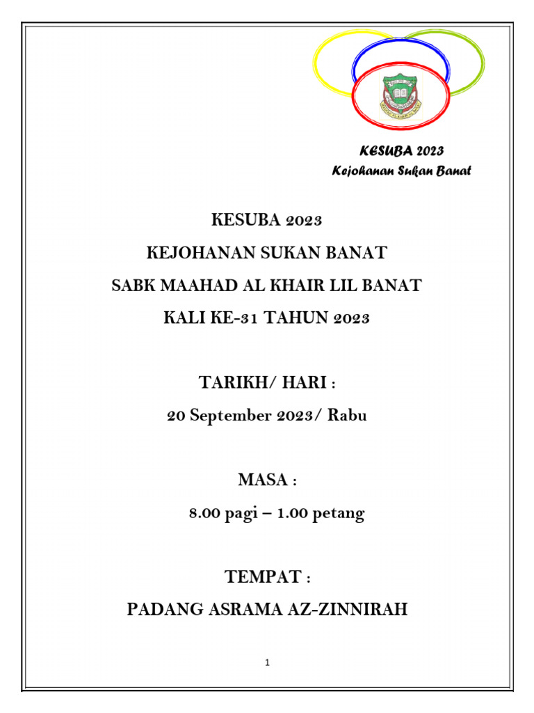 Kejohanan Sukan Banat 2023 di SABK | PDF