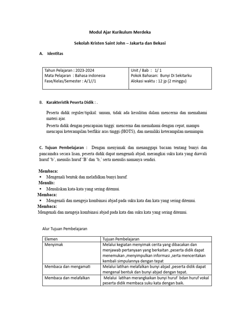 Sj format modul ajar kurikulum merdeka pdf