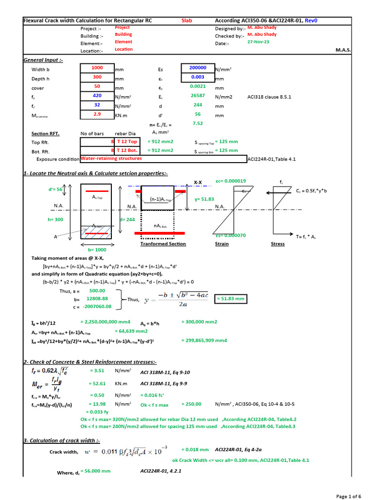 ACI 224R-01 Crack Width Calculation | PDF | Applied And ...