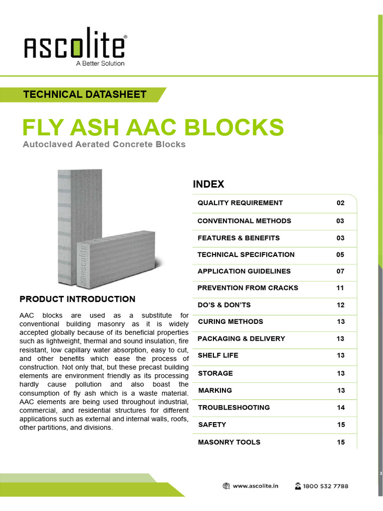 AAC Block Technical Specifications Guide | PDF | Concrete | Brick