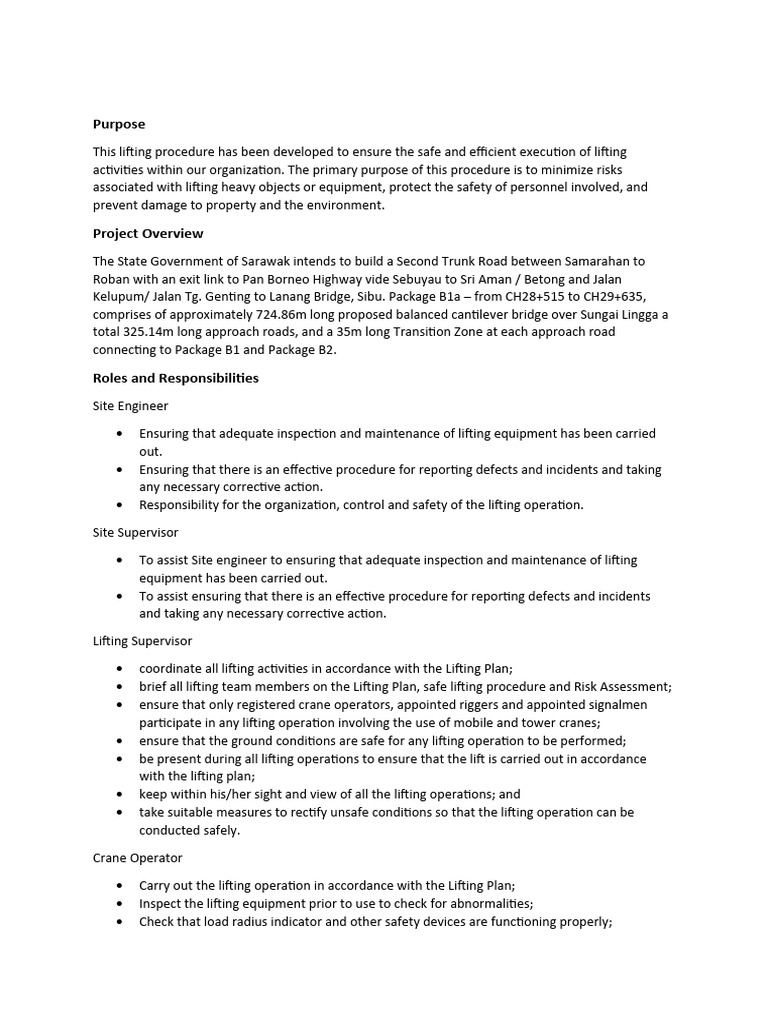 Safe Lifting Procedure 2 PDF Emergency Crane (Machine)