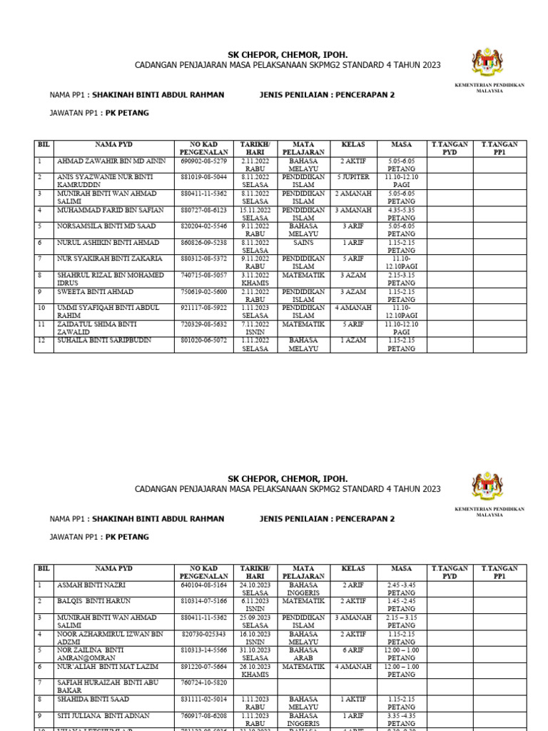 Borang Cadangan Penjajaran SKPMG2 ST4 PKPK | PDF