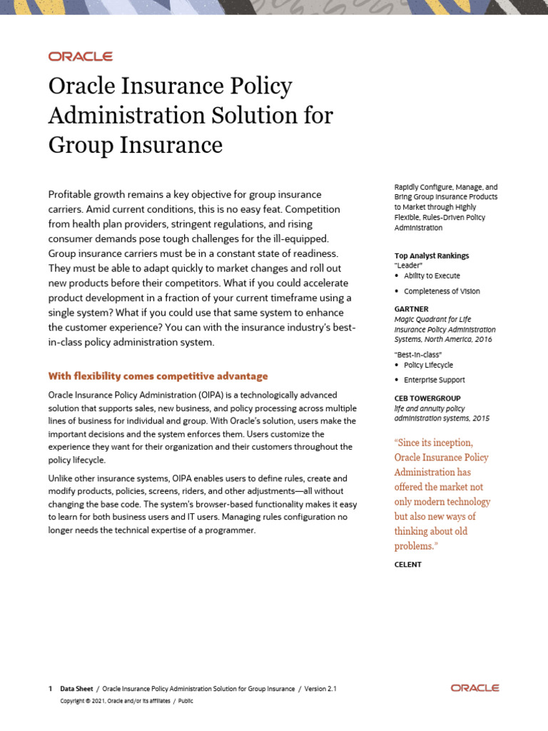 Insurance Admin Benefits Ds | PDF | Insurance | Oracle Corporation