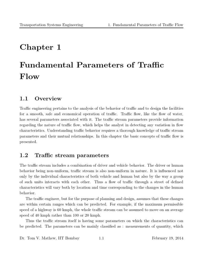 Traffic Flow Parameters Overview | PDF | Time | Traffic