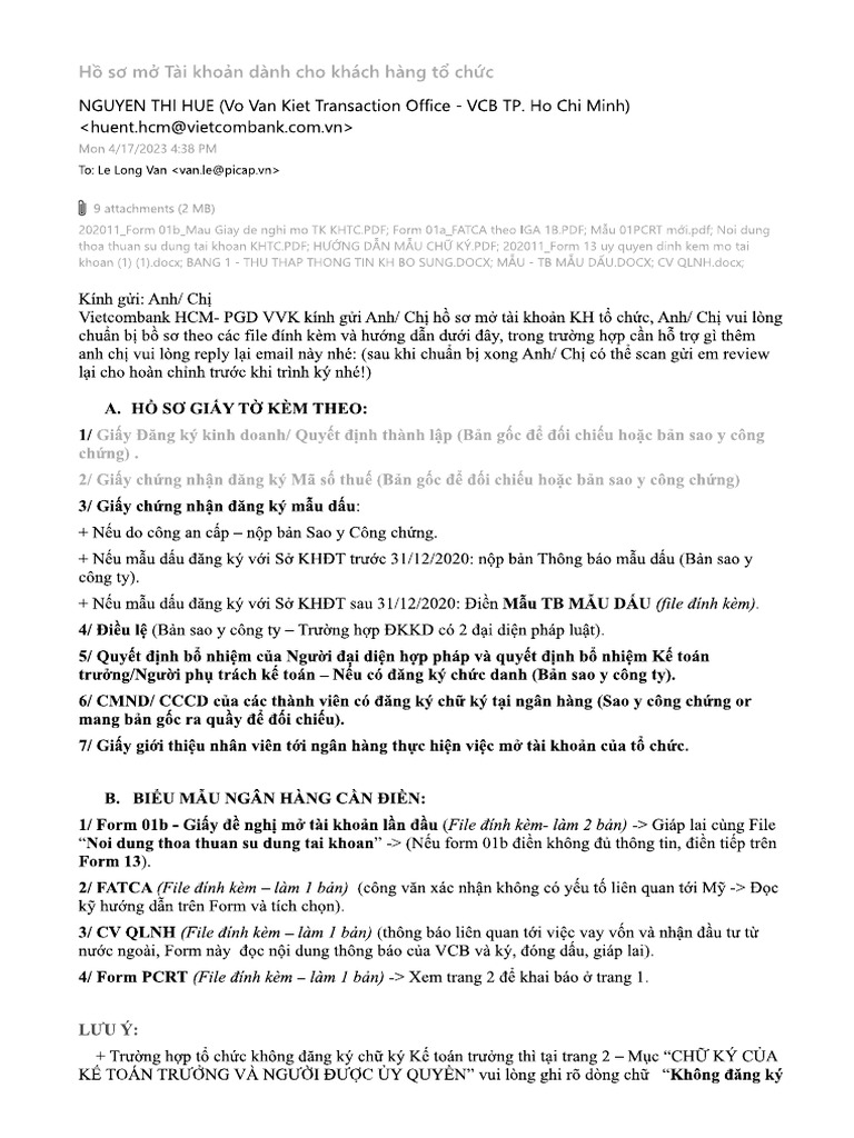 Form Dang Ky Mo TK VCB | PDF