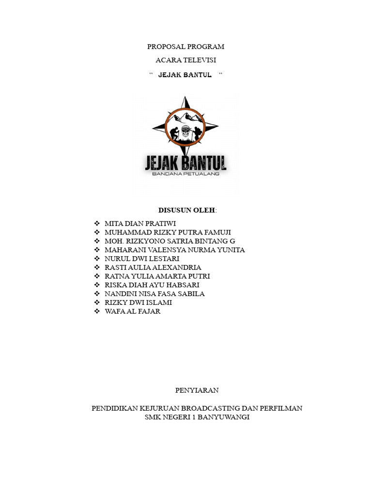 Proposal Acara Televisi Jejak Bantul | PDF | Seni