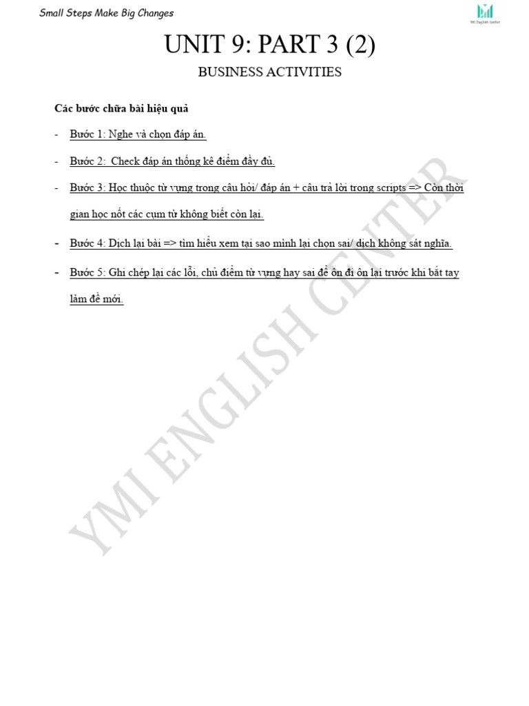 U9. Part 3 2 Business Activites Key | PDF