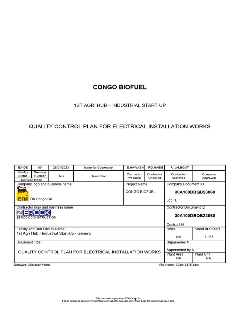 Specification Of Electrical Plan