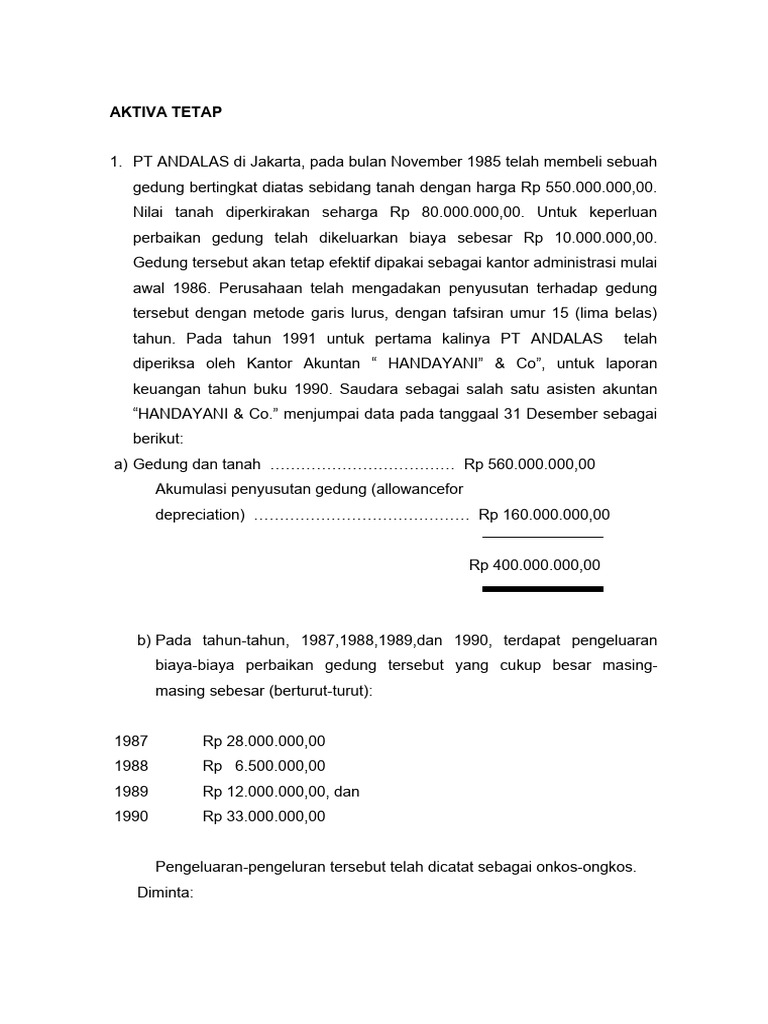 Latihan Aset Tetap | PDF