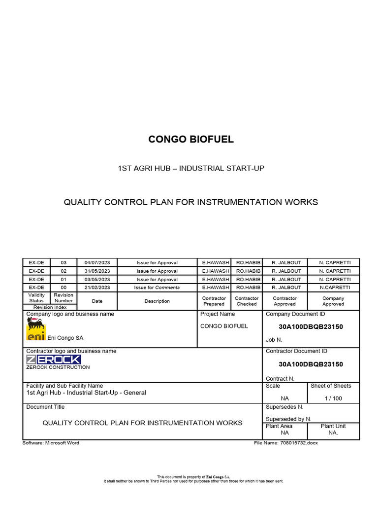 30a100dbqb23150 - Exde03 - 100 (08-10-2023) - Quality Control Plan For ...