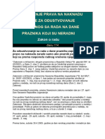 Ostvarivanje Prava Na Naknadu Zarade Za Odustvovanje Zaposlenog Sa Rada Na Dane Praznika Koji Su Neradni