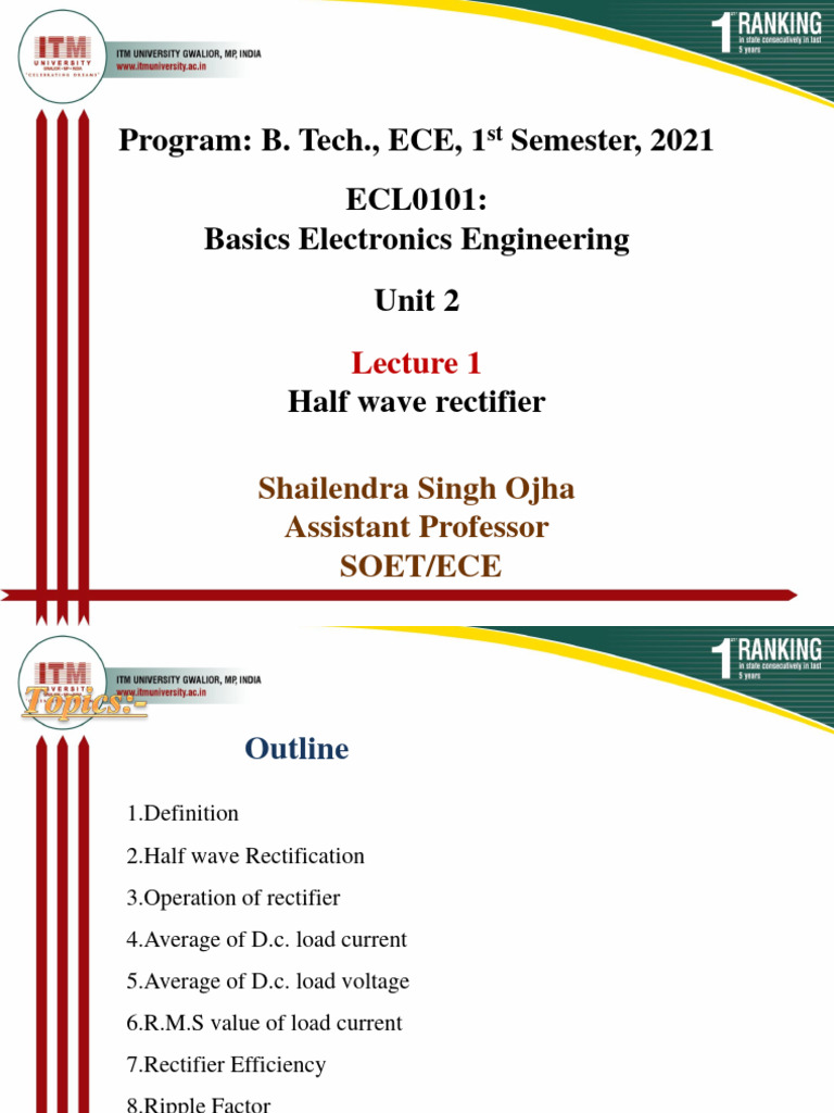 Half Wave Rectifier Basics and Analysis | PDF | Rectifier | Power (Physics)