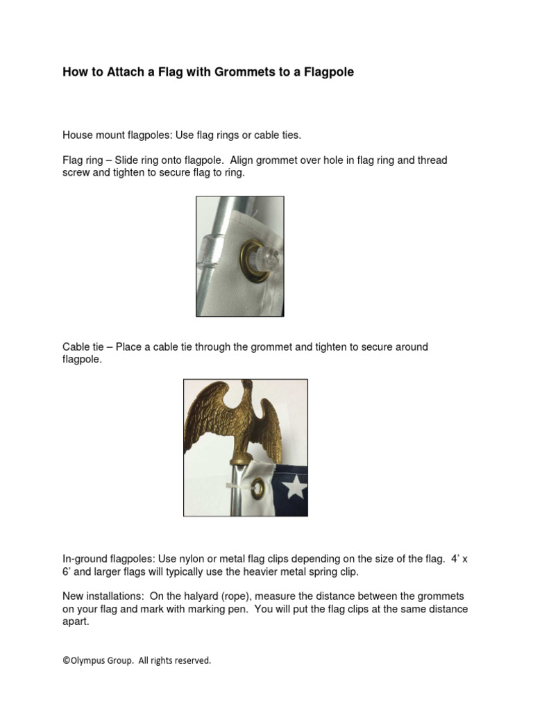 Attach a flag with grommets to a flag pole pdf