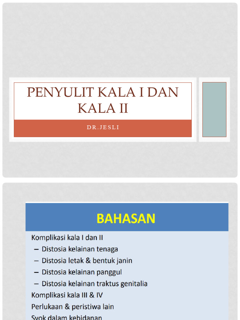 Penyulit Persalinan Kala I dan II | PDF