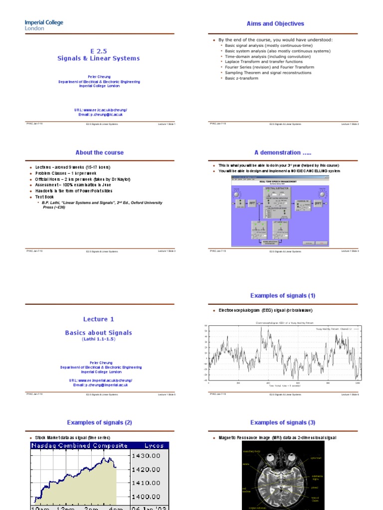 Lecture 1 - Introduction to Signals | Signal (Electrical Engineering) |  System Of Linear Equations