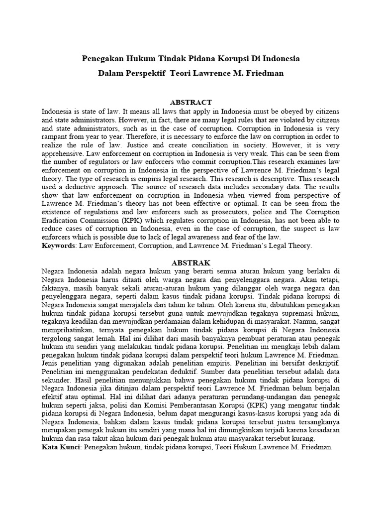 Penegakan hukum dalam kasus korupsi