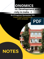 Economic Development and Policy in India I B A Programme 5th Sem