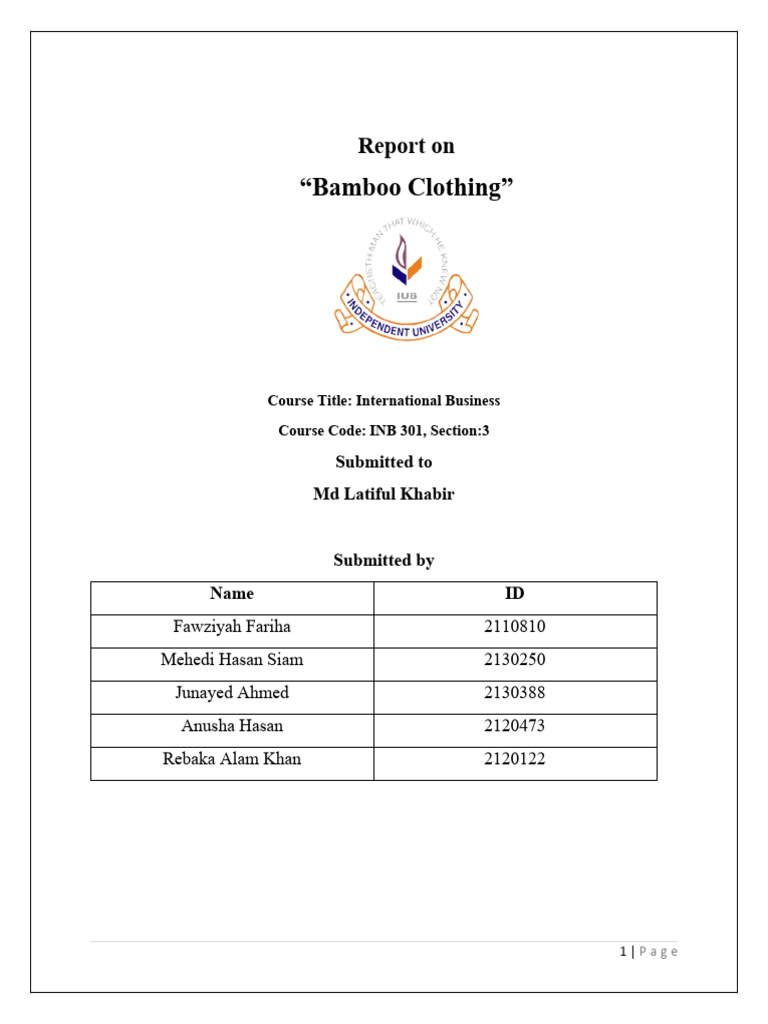 Inb Report Bamboo Clothing PDF United Arab Emirates Textiles