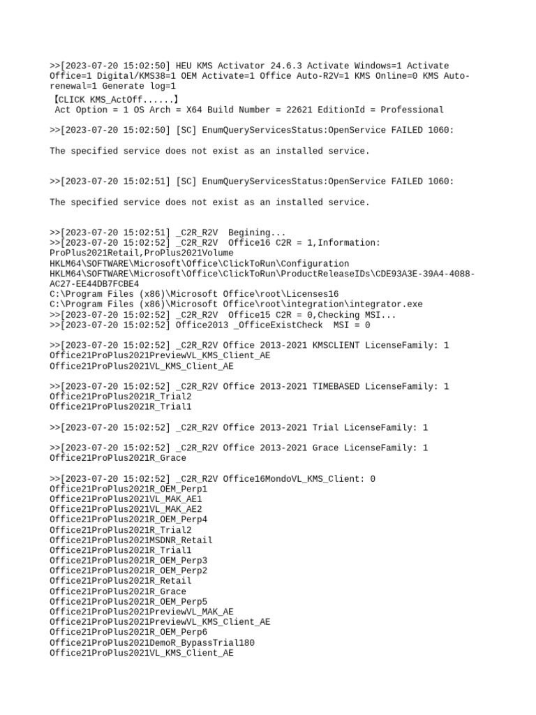 KMS Activator Log for Office 2021 | PDF | Microsoft Windows | Microsoft ...