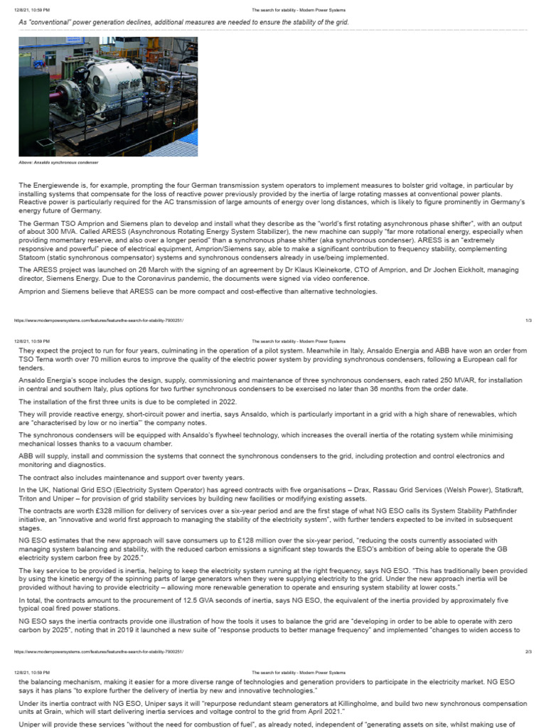 Enhancing Grid Stability with New Tech | PDF | Electrical Grid ...