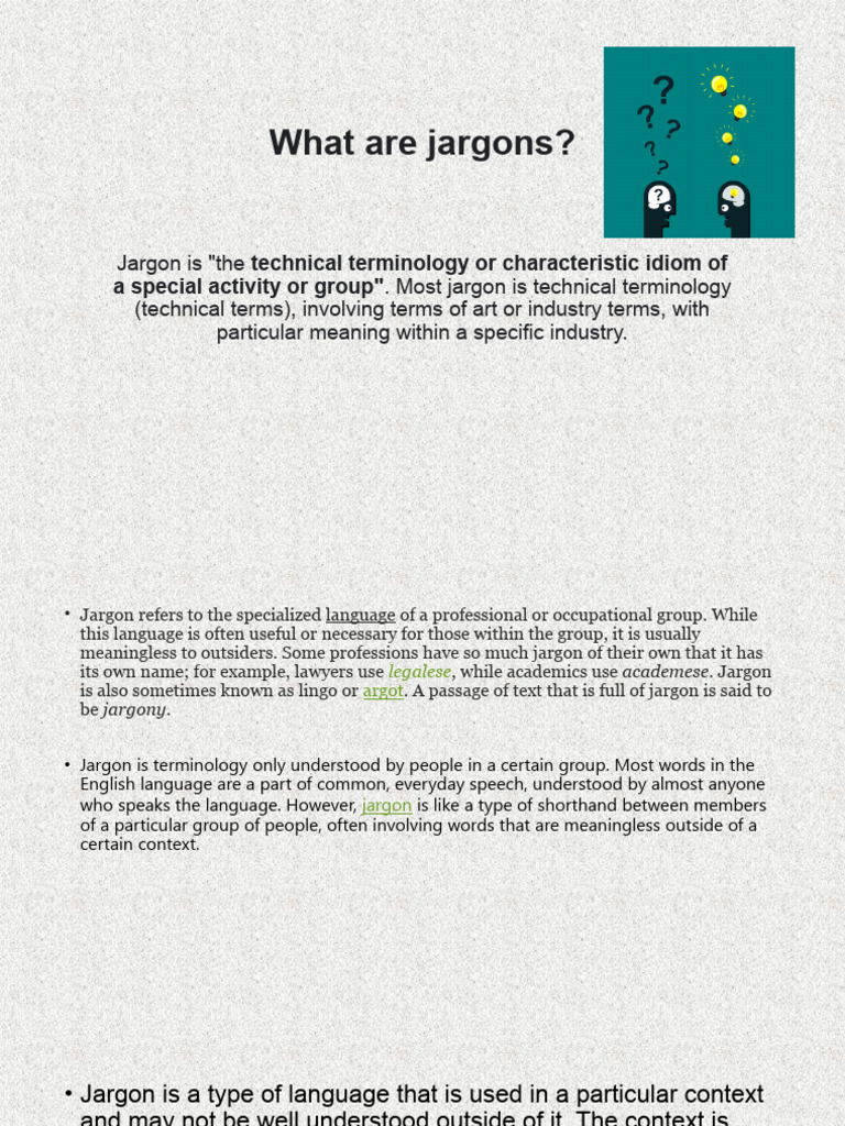 Jargons Lesson 4 PDF Jargon Human Communication