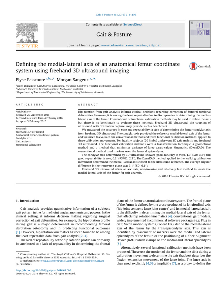 Defining The Medial-Lateral Axis of An Anatomical Femur Coordinate ...