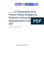 Informe Presupuestal de La Política de Víctimas 2020-2021