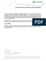 Petrobras Informa Sobre Rescisão de Contrato de Venda Da Refinaria LUBNOR