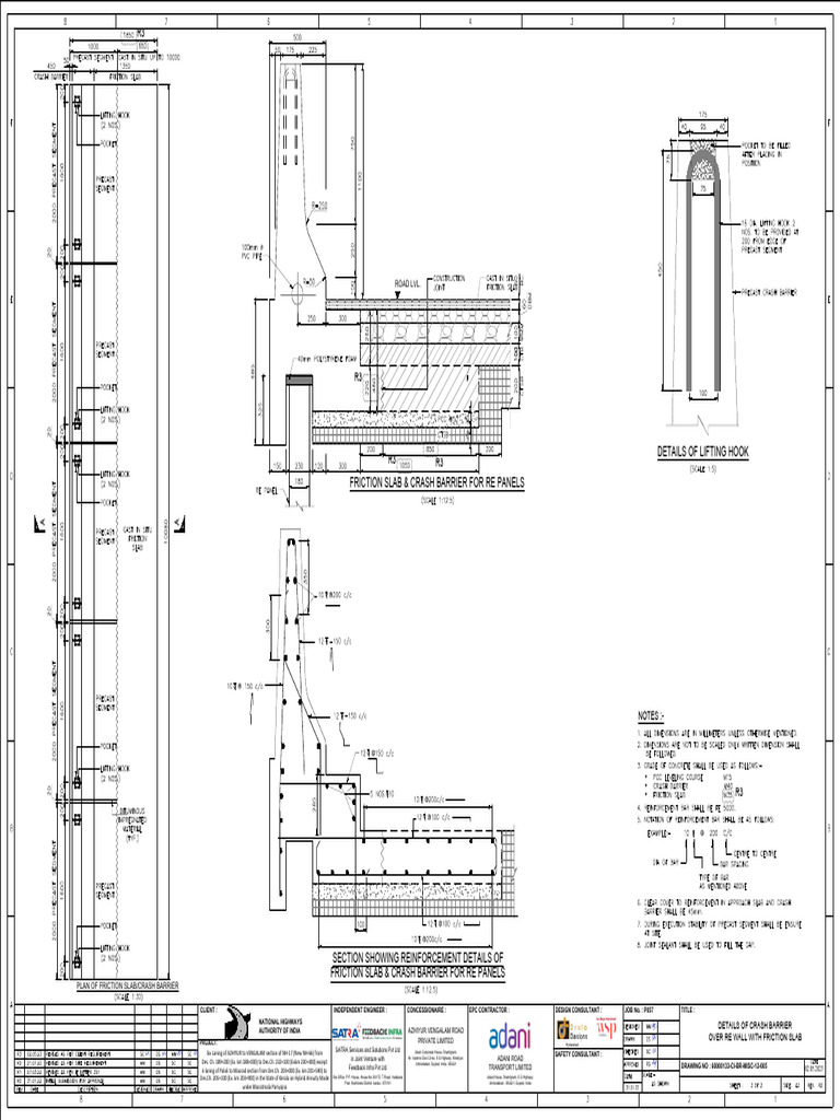 Friction Slab and Crash Barrier Details | PDF | Road Infrastructure ...