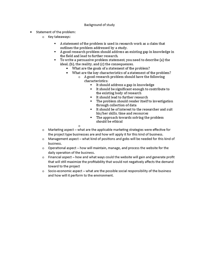 Research Problem Statement Guide | PDF | Feasibility Study | Net ...