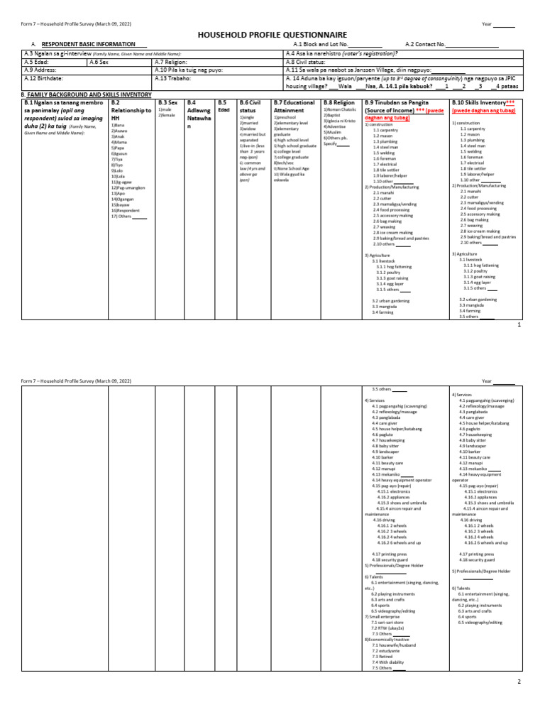 Community Immersion SOEN Survey and Interview Guide | PDF