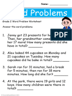 Grade 2 Addition Word Problems Worksheet 1