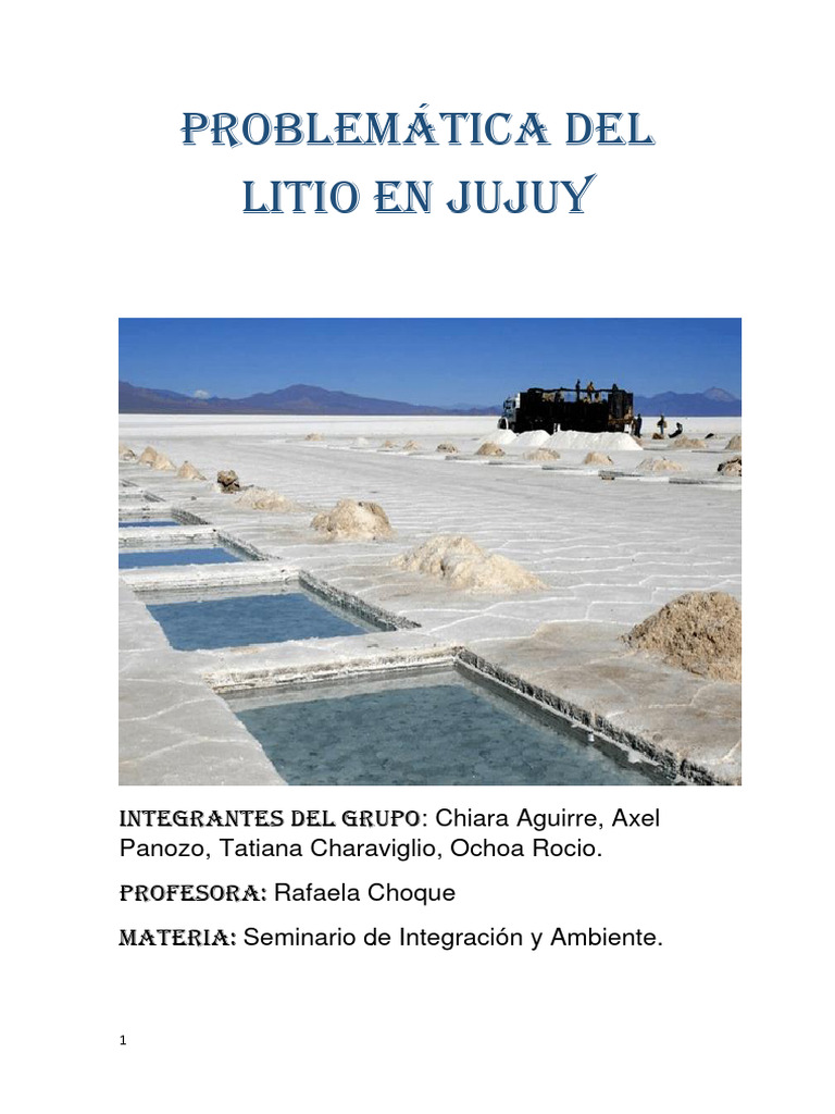 Problemática del litio en Jujuy | PDF | Ciencias fisicas | Materiales