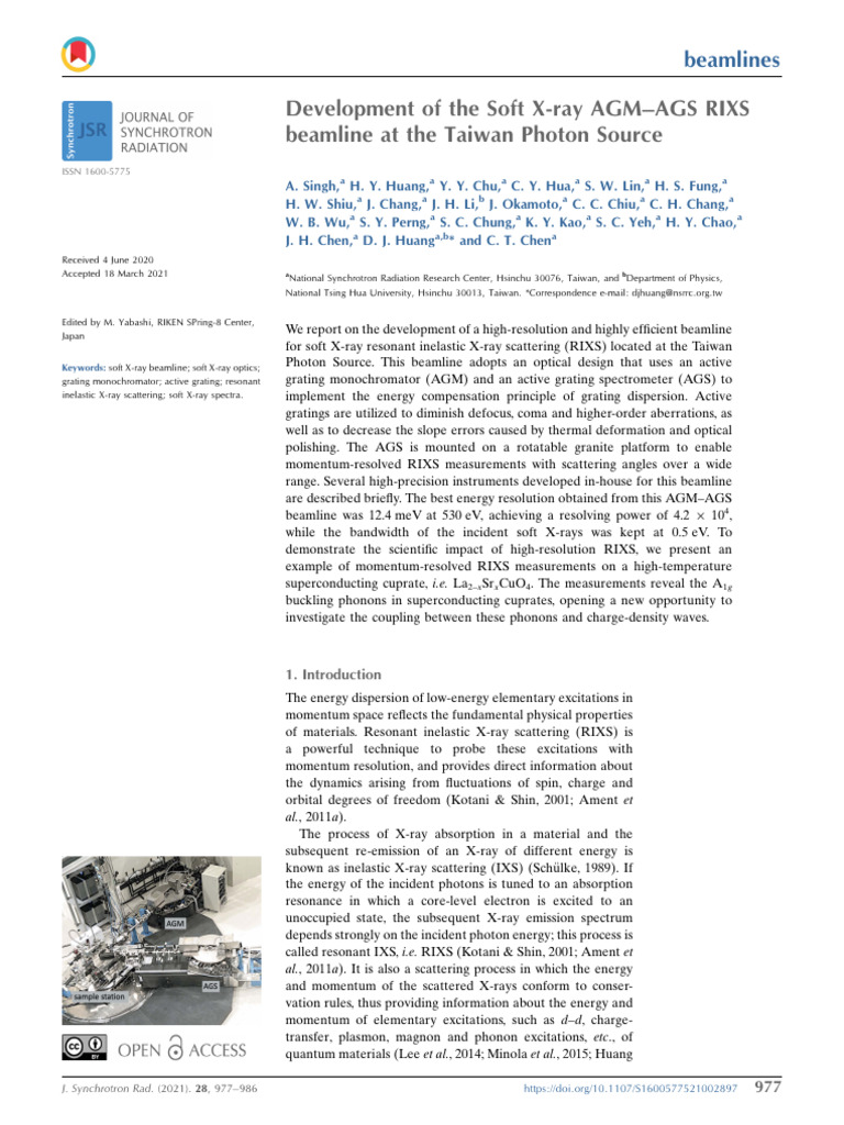 2021 - Amol - JSR - RIXS Beamline | PDF | Physical Sciences | Materials ...