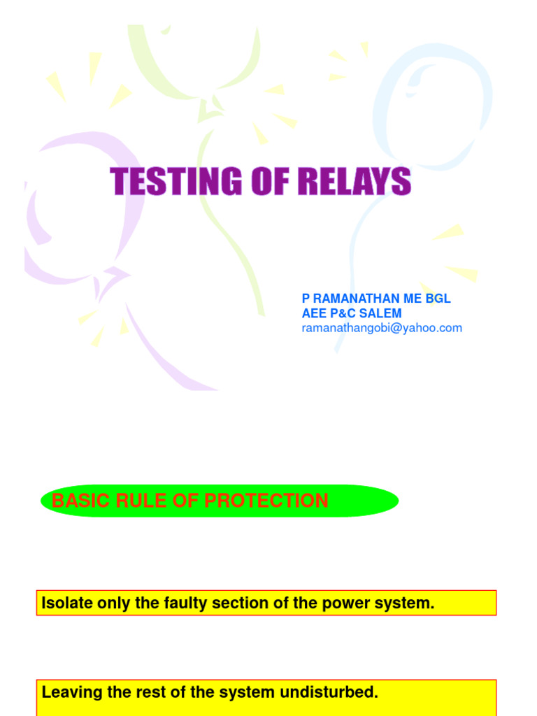 Testing of Relays Mode) PDF Relay Physical Quantities