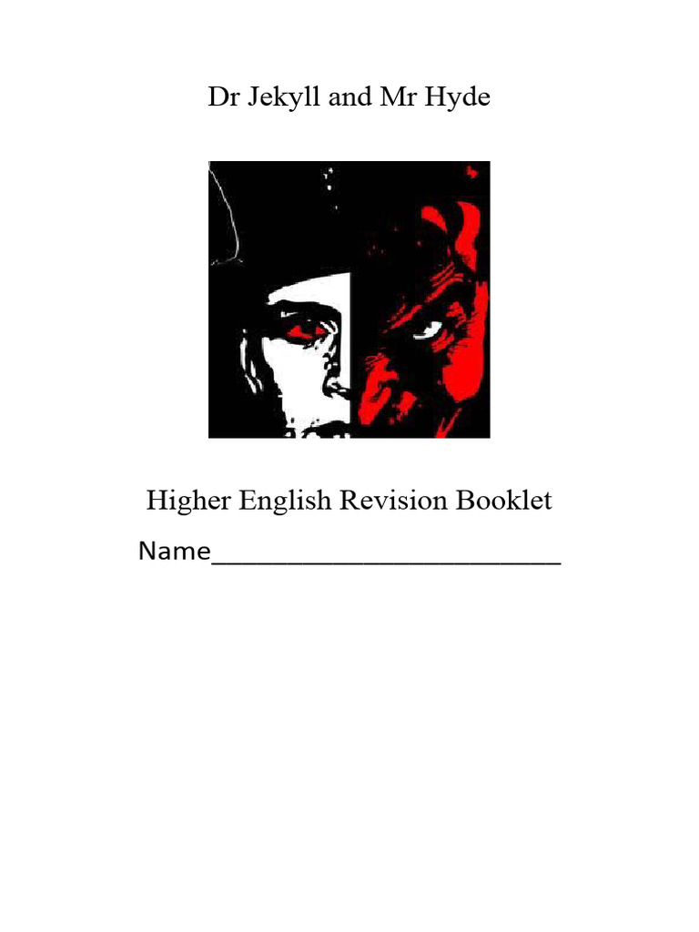 Jekyll Revision Booklet Pdf Strange Case Of Dr Jekyll And Mr Hyde