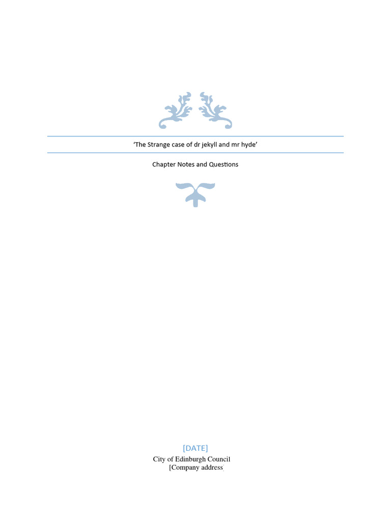 Jekyll And Hyde Chapter Notes And Questions Pdf Strange Case Of Dr
