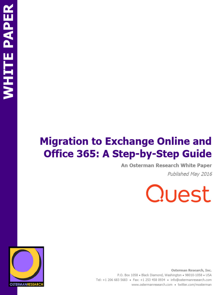 Migration To Exchange Online and Office 365 A Step by Step Guide White ...