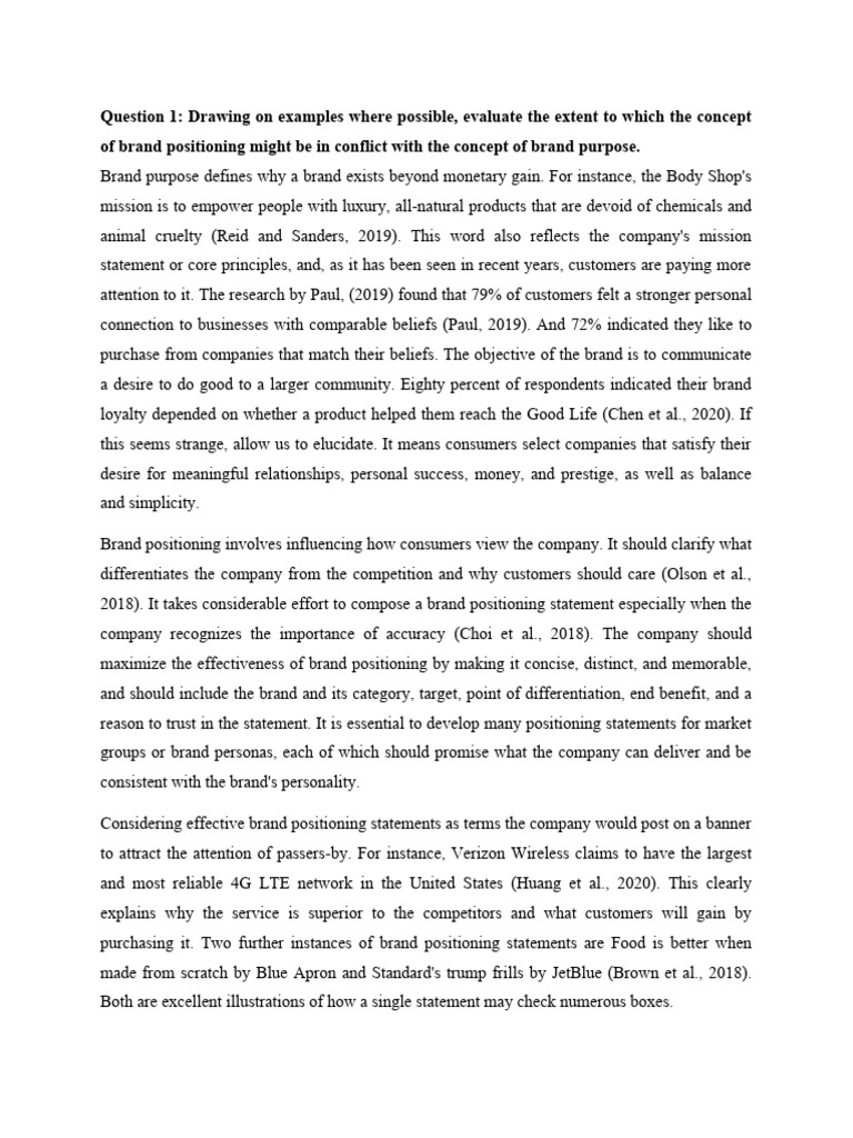 Past Paper Question 1 Branding PDF Brand Business