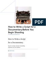 How To Write A Script For A Documentary - Before You Begin Shooting