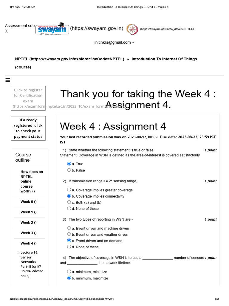 Week 4 IoT Assignment Overview | PDF | Wireless Ad Hoc Network ...