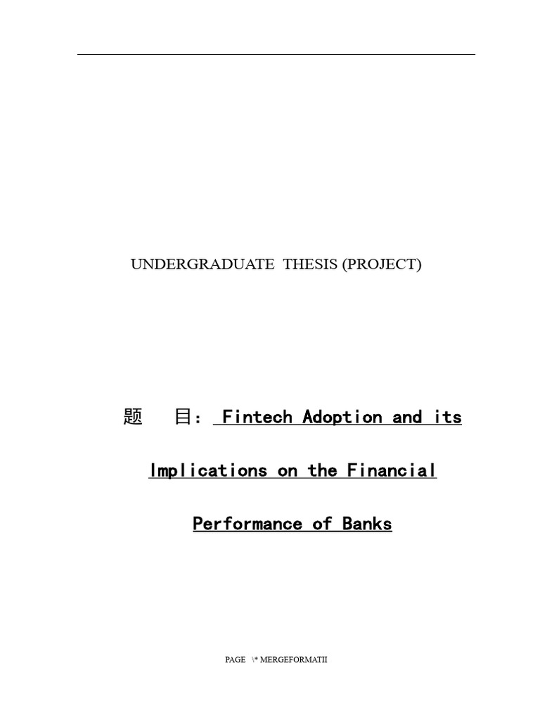 Fintech Adoption and Its Implications On The Financial Performance of ...