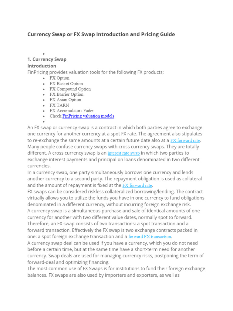 currency-swap-or-fx-swap-introduction-and-pricing-guide-pdf-foreign
