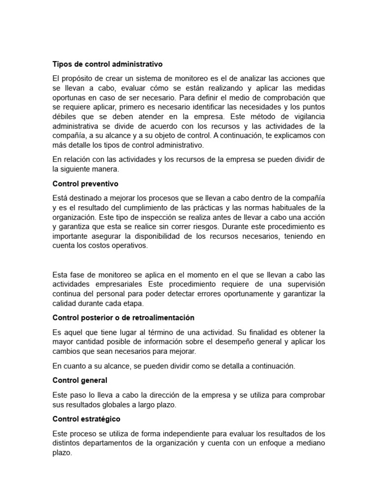 3.3 - Tipos de Control | PDF | Business | Economias