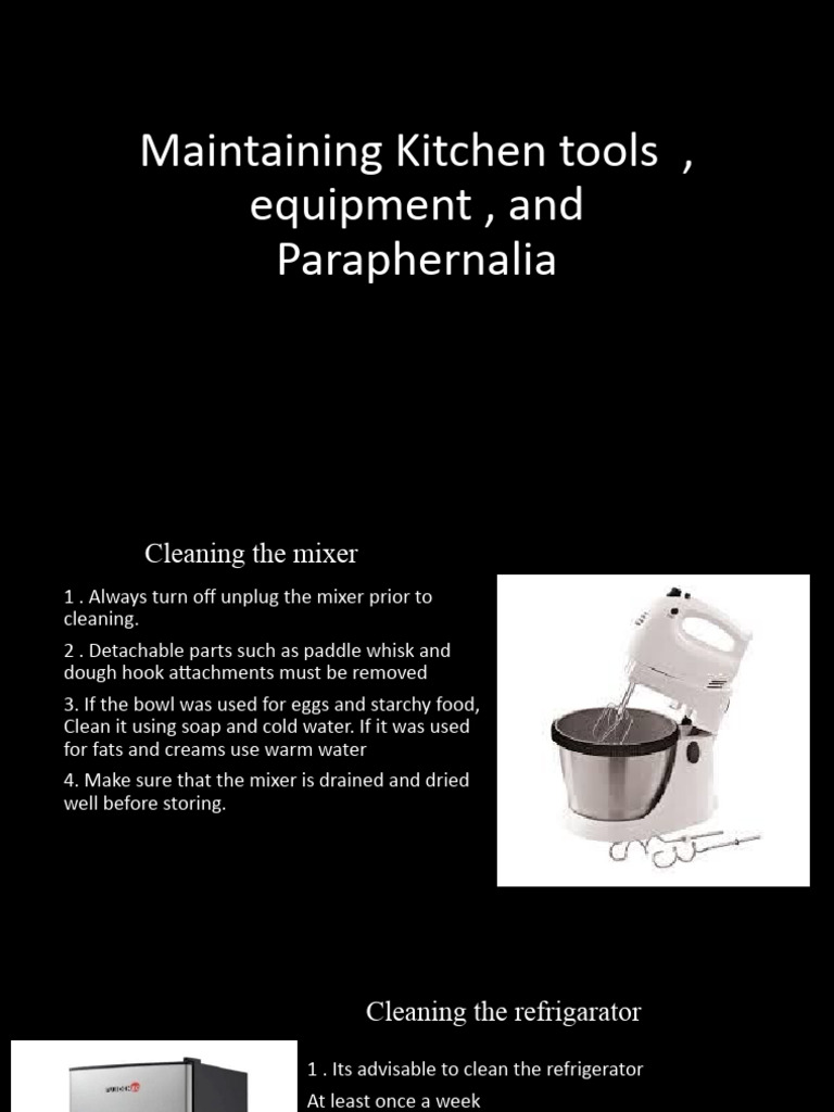 Maintaining Kitchen Tools, Equipment, and Paraphernalia PDF