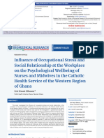 Influence - of - Occupational - Stress - and - Social Relationship at The Workplace On The Psychological Wellbeing of Nurses and Midwives