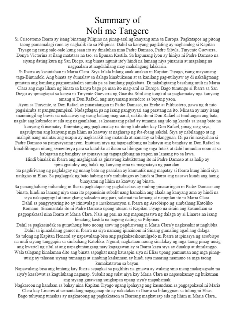 Summary of noli me tangere pdf