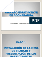 Metodología para Recoger Propuestas Del Estatuto de Cochabamba: Desarrollo Humano Integral, Política Social, Regímenes Especiales