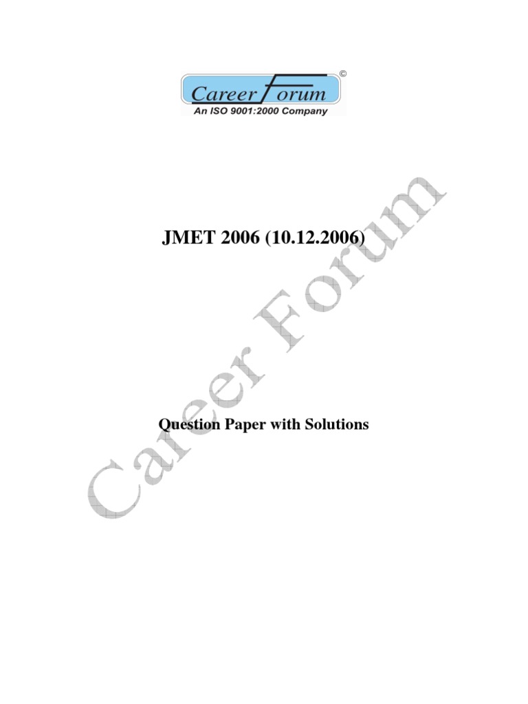 JMET 2006 Questions & Answers | PDF | Small And Medium Sized ...